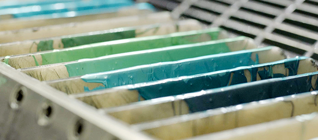 Pantone Spot Color Ink on Printing Press Rollers