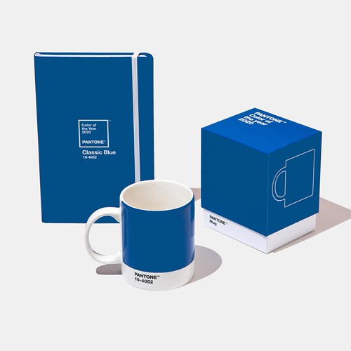 Limited Edition Set, Pantone Color of the Year 2020 Classic Blue Mug & Journal PANTONE 19-4052 Classic Blue