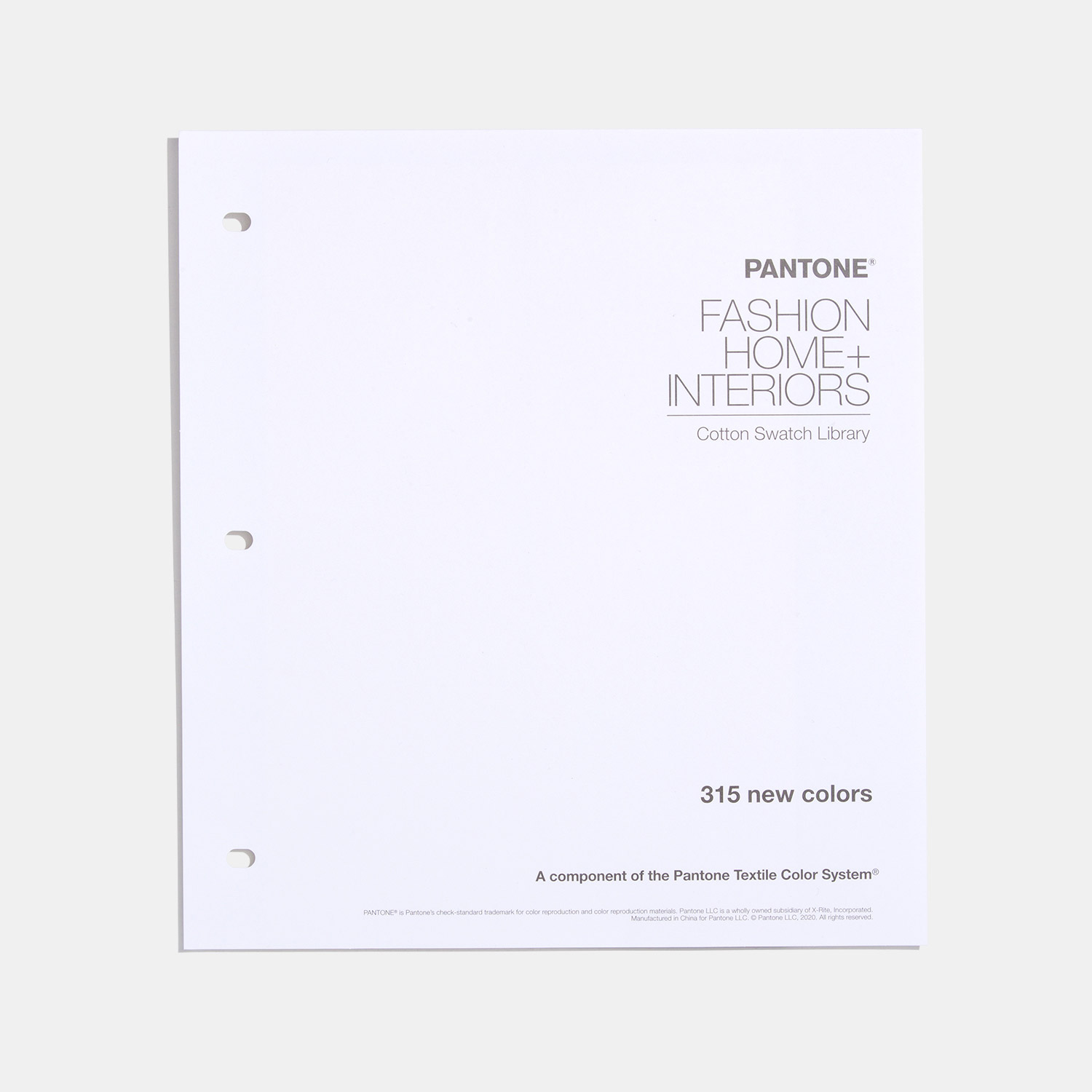 Pantone Fashion, Home + Interiors Cotton Swatch Library Supplement Displays the 315 new Fashion, Home + Interiors (FHI) Colors - View 3